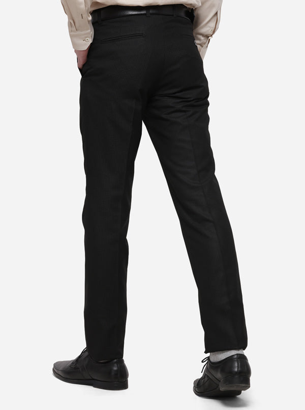 Black Checked Slim Fit Formal Trouser | Greenfibre