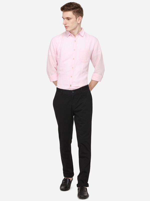 Black Solid Super Slim Fit Casual Trouser | Greenfibre