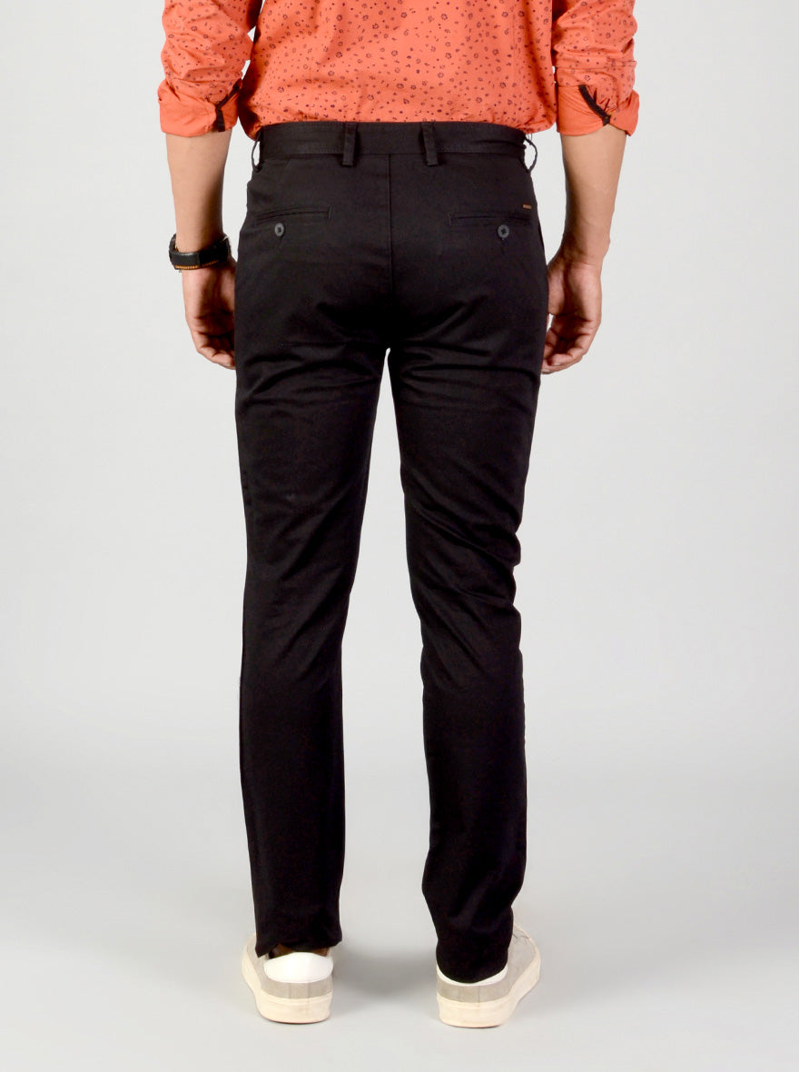 Navy Blue Solid Slim Fit Casual Trouser | Greenfibre