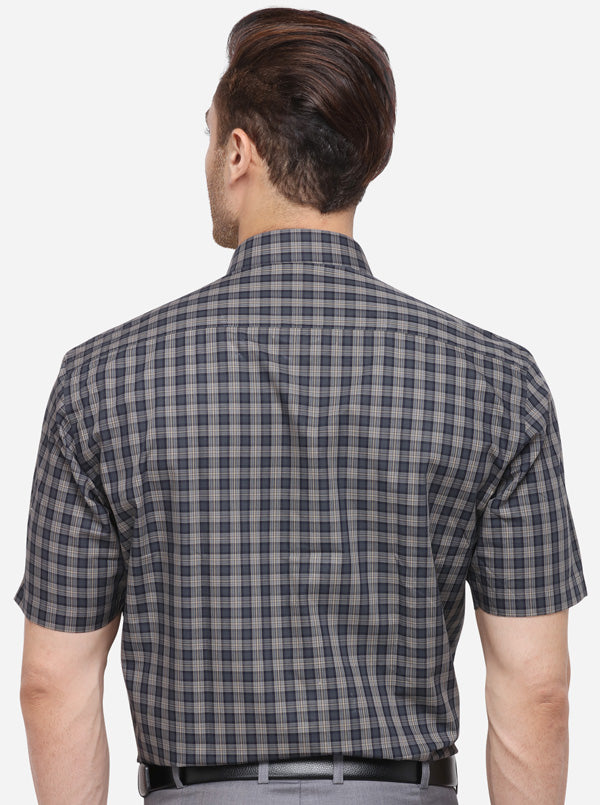 Beige & Brown Checked Regular Fit Formal Shirt | JadeBlue