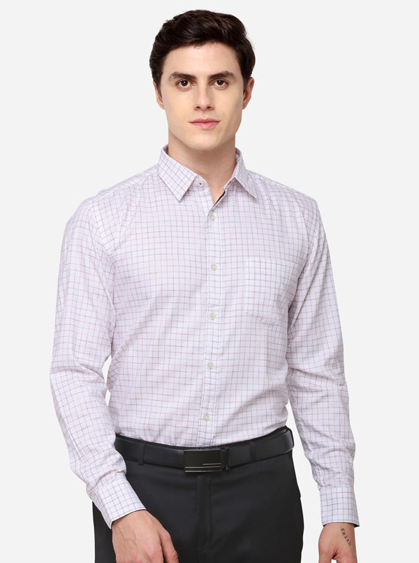 White Tailored Fit Checked Casual Shirt | JB Sport