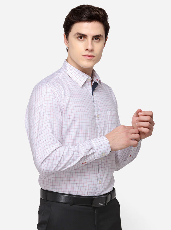 White Tailored Fit Checked Casual Shirt | JB Sport