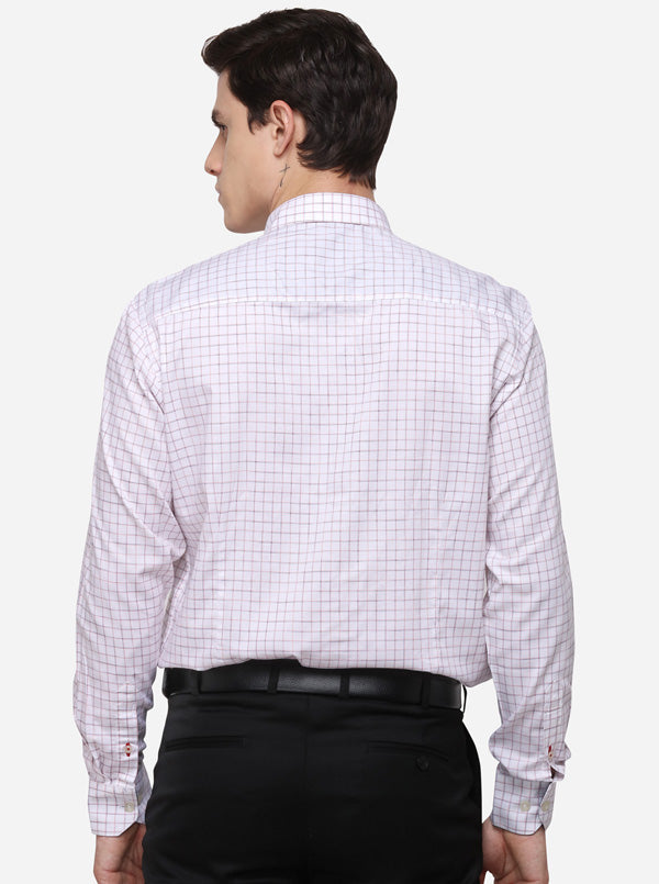 White Tailored Fit Checked Casual Shirt | JB Sport