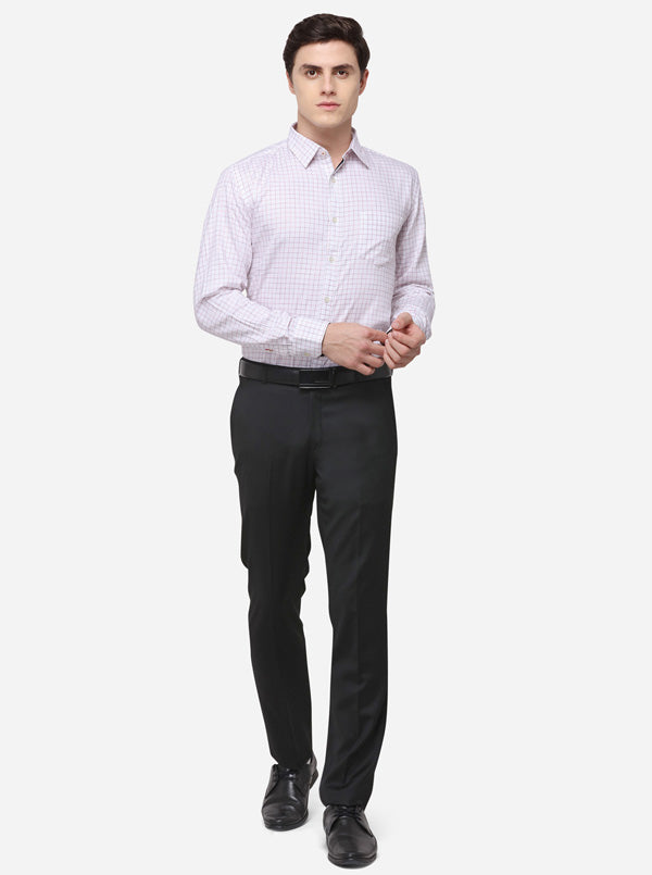 White Tailored Fit Checked Casual Shirt | JB Sport