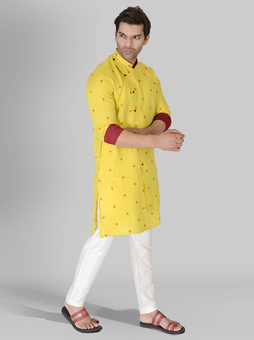 Yellow & Maroon Kurta Set | TULA