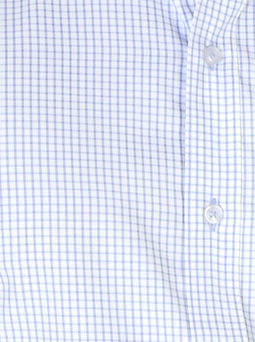 Blue & White Checked Regular Fit Formal Shirt | Greenfibre