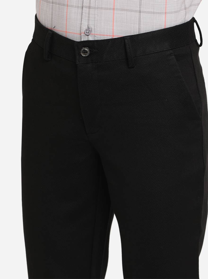 Black Solid Uno Fit Casual Trouser | JadeBlue