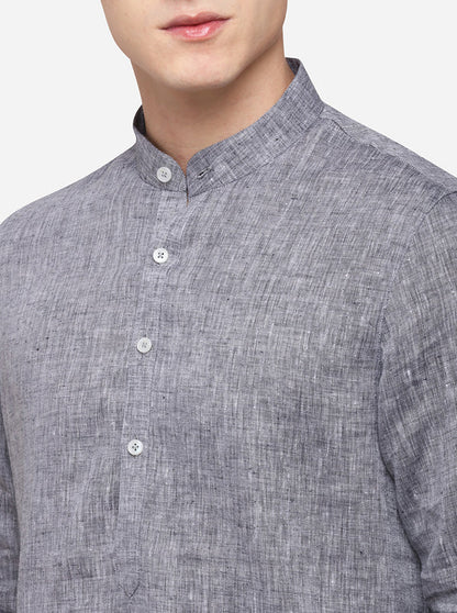 Grey Solid Regular Fit Modi Kurta | JadeBlue