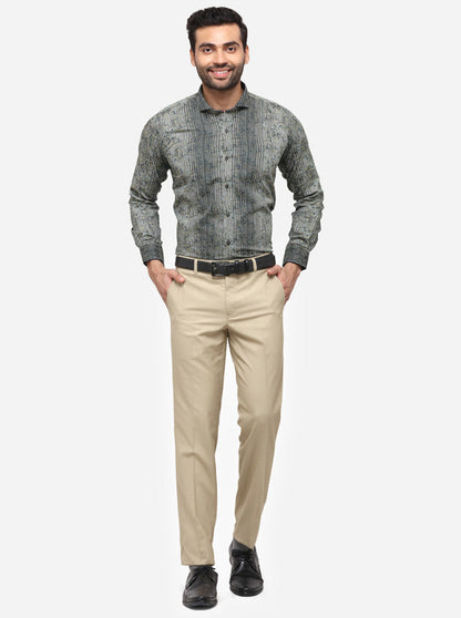 Green Printed Slim Fit Party Wear Shirt | JB Studio