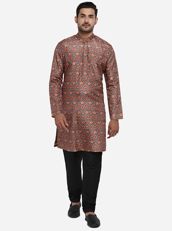 Grey & Orange Kurta Set | TULA