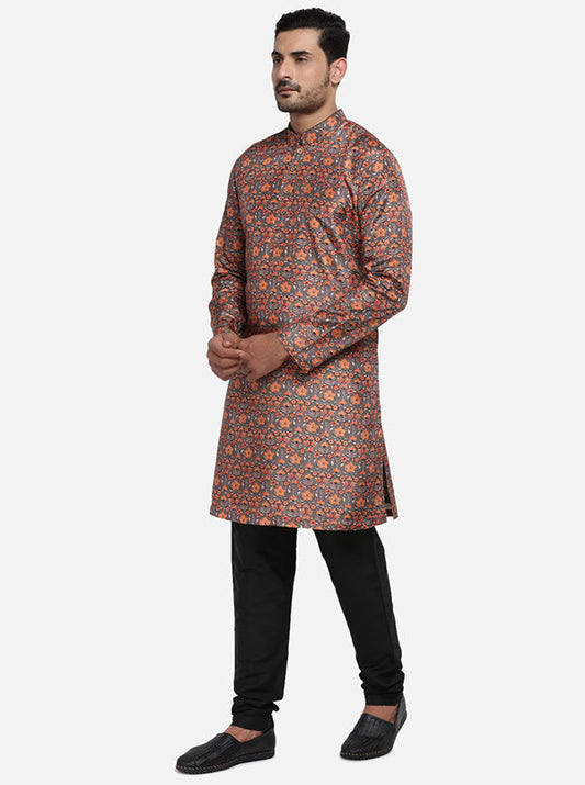 Grey & Orange Kurta Set | TULA