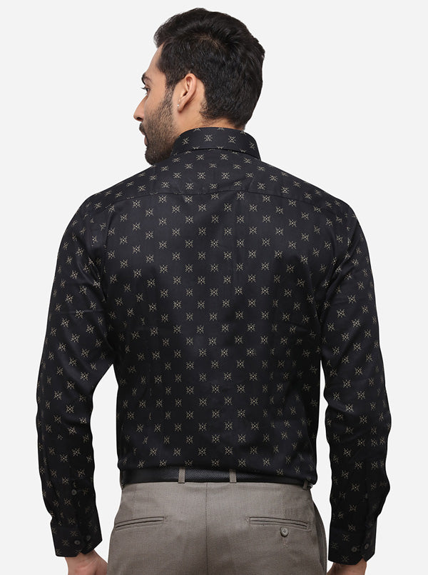 Black Printed Slim Fit Formal Shirt | Greenfibre