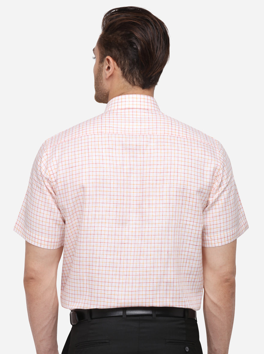 Light Pink Checked Regular Fit Formal Shirt | JadeBlue
