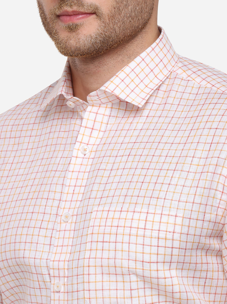 Light Pink Checked Regular Fit Formal Shirt | JadeBlue