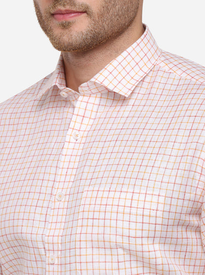Light Pink Checked Regular Fit Formal Shirt | JadeBlue