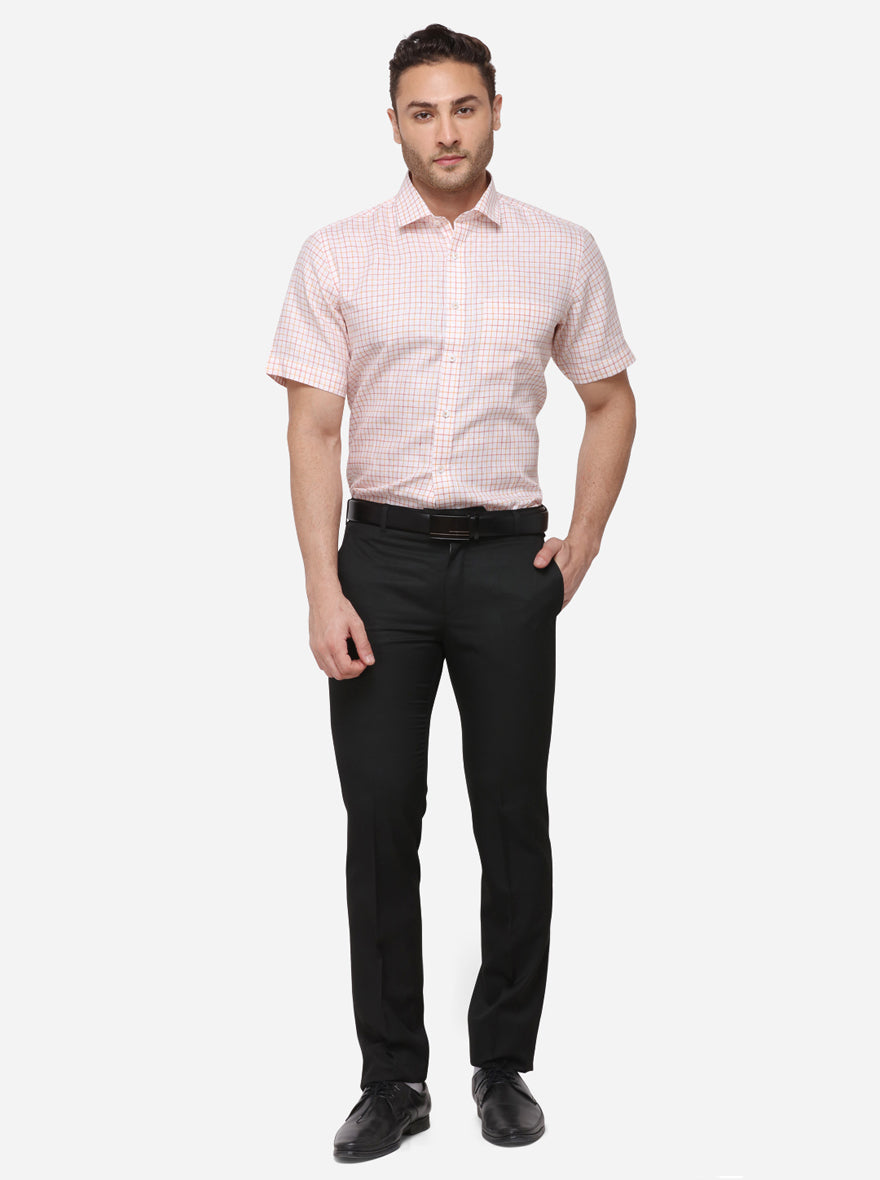 Light Pink Checked Regular Fit Formal Shirt | JadeBlue