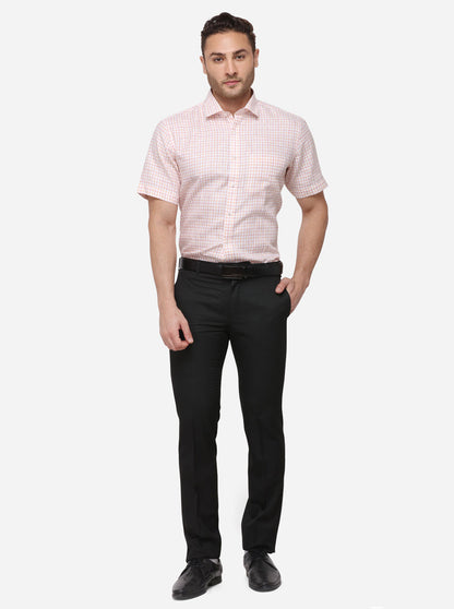 Light Pink Checked Regular Fit Formal Shirt | JadeBlue