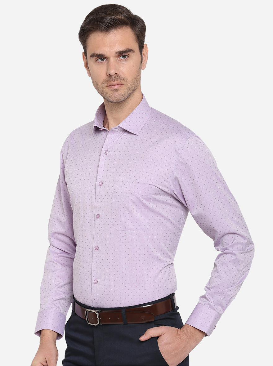 Light Purple Dobby Regular Fit Formal Shirt | Greenfibre