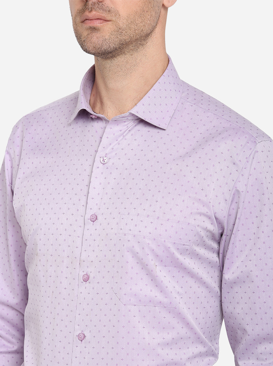 Light Purple Dobby Regular Fit Formal Shirt | Greenfibre