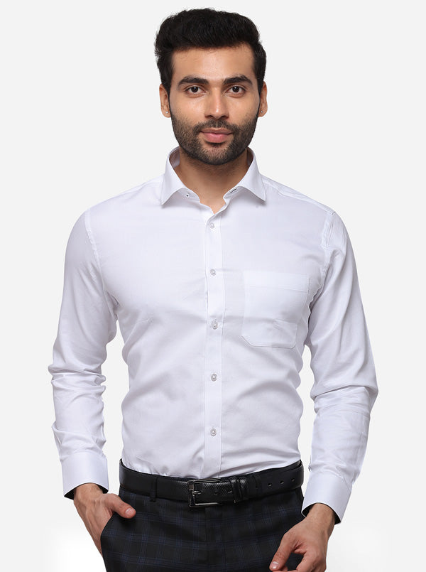 White Solid Slim Fit Formal Shirt | Greenfibre