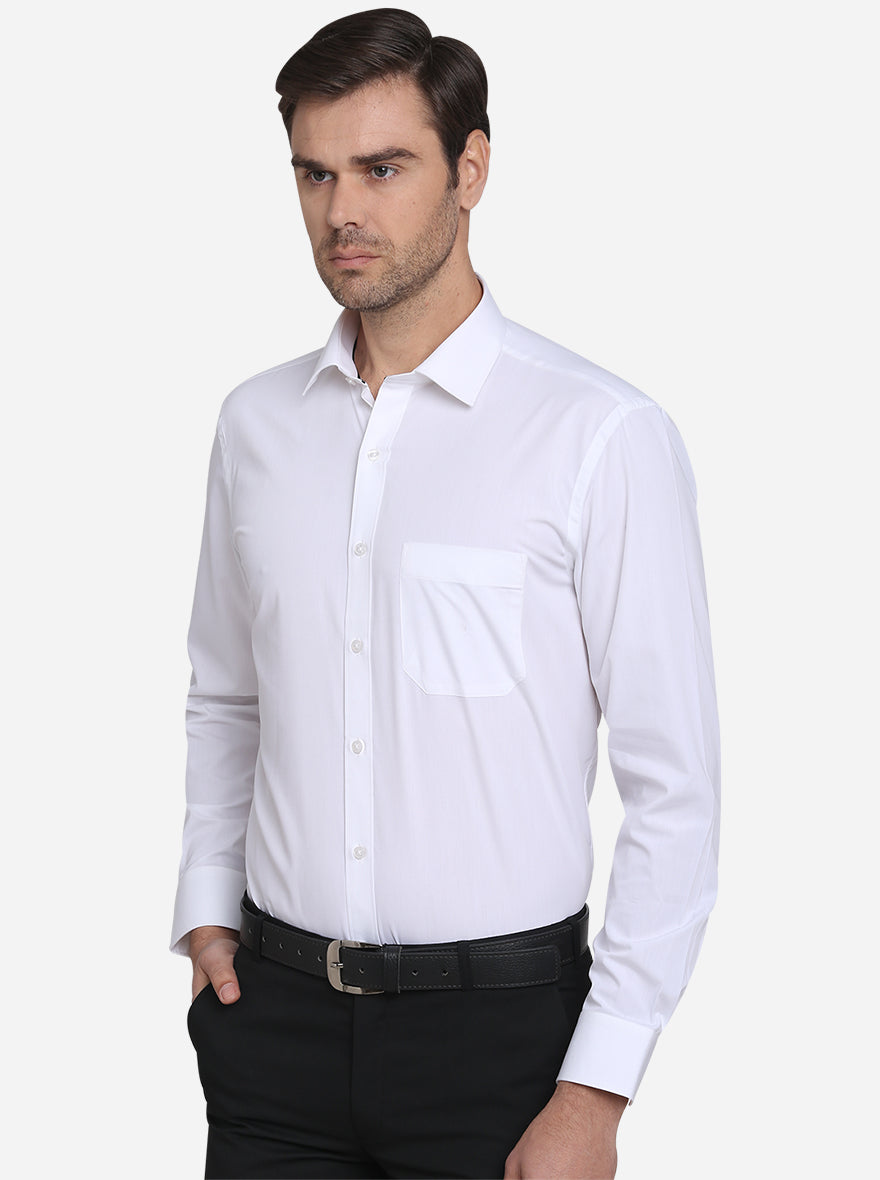 White Solid Regular Fit Formal Shirt  | Greenfibre