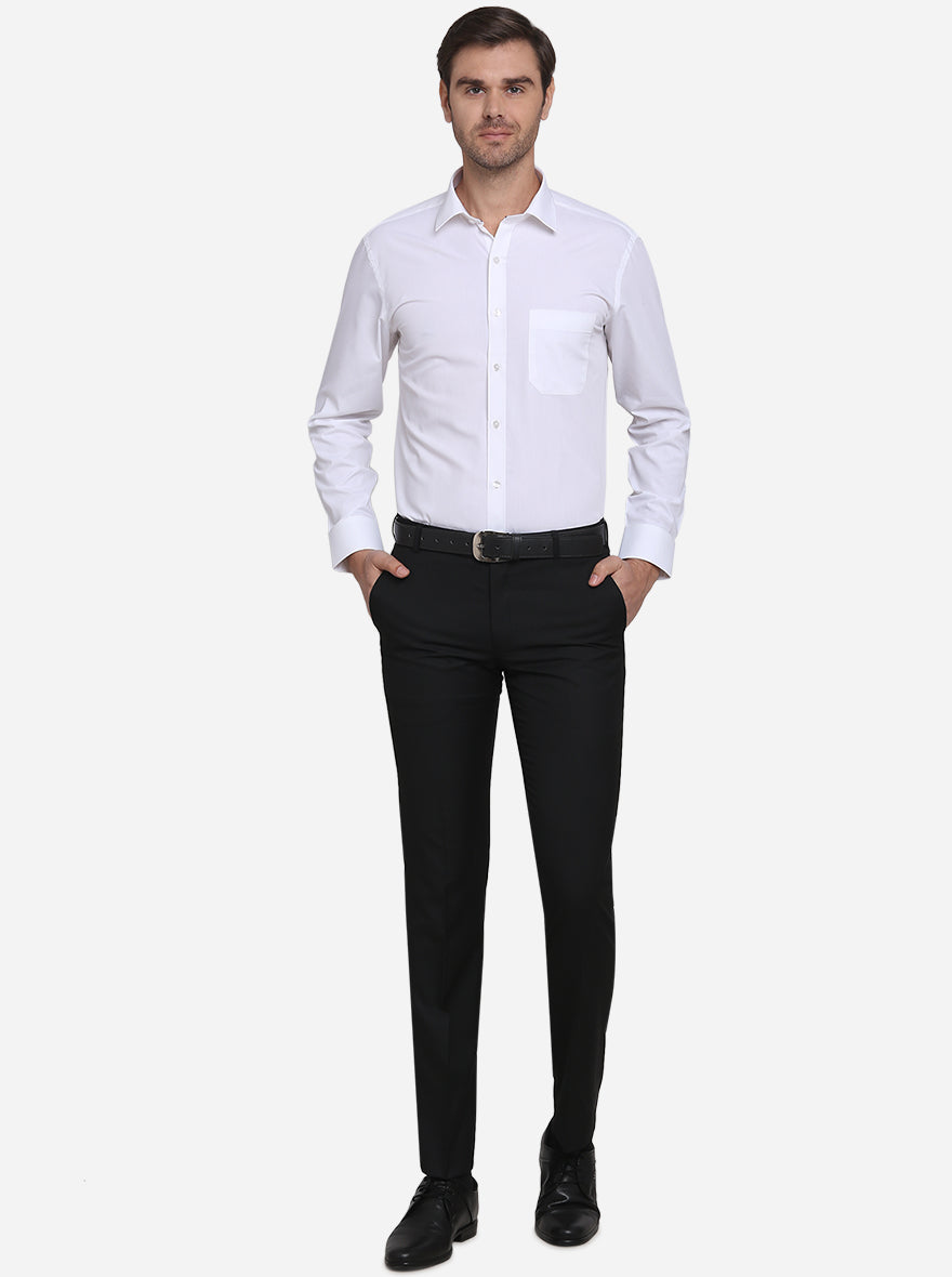 White Solid Regular Fit Formal Shirt  | Greenfibre