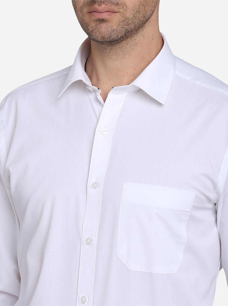 White Solid Regular Fit Formal Shirt  | Greenfibre