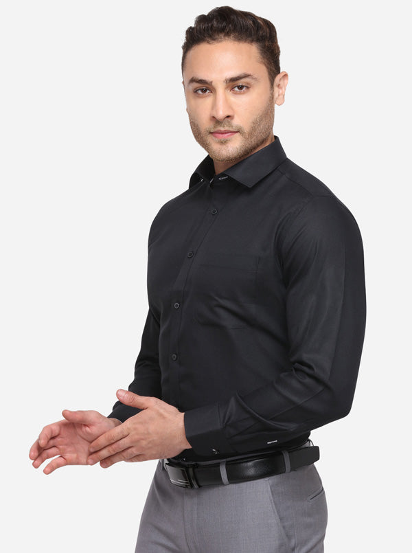 Black Solid Slim Fit Formal Shirt | Greenfibre