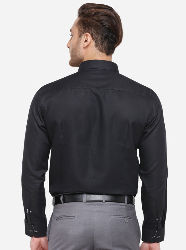 Black Solid Slim Fit Formal Shirt | Greenfibre