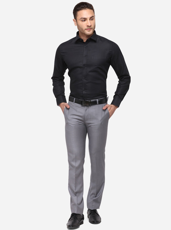 Black Solid Slim Fit Formal Shirt | Greenfibre