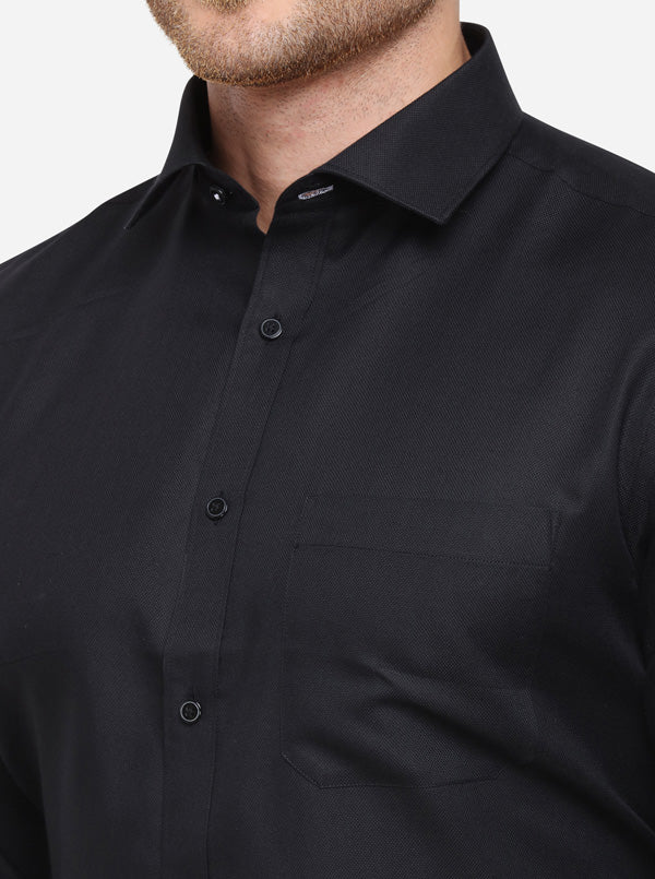 Black Solid Slim Fit Formal Shirt | Greenfibre