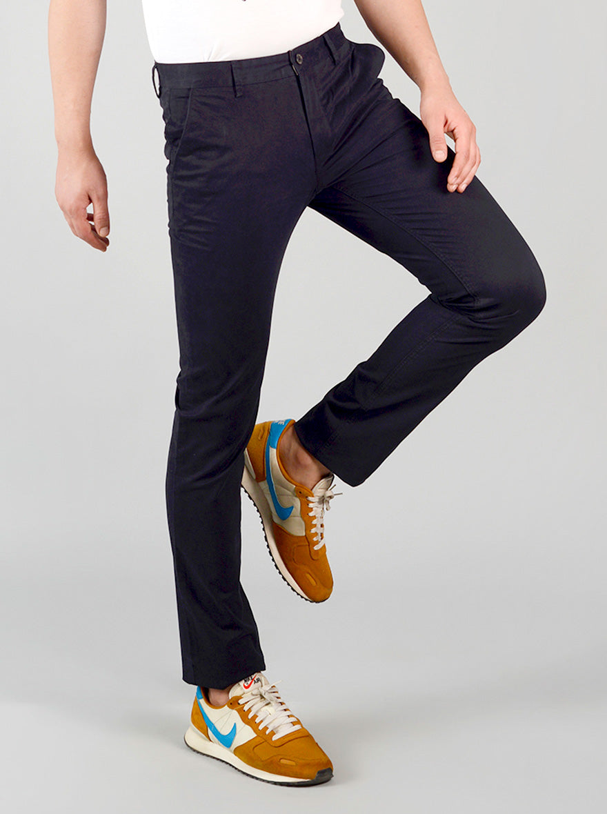 Jet Black Self Design Slim Fit Chinos | JB Sport