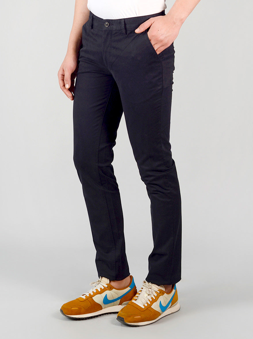 Jet Black Self Design Slim Fit Chinos | JB Sport