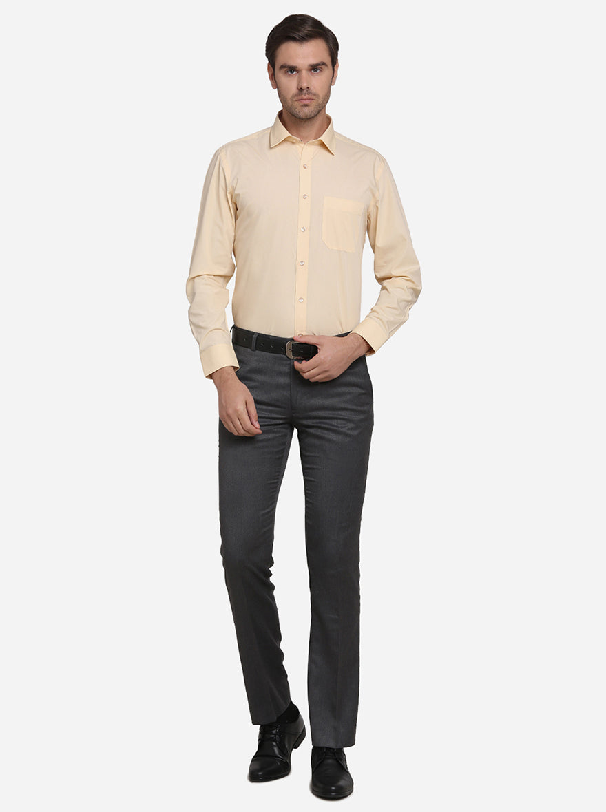 Peach Solid Regular Fit Formal Shirt | Greenfibre