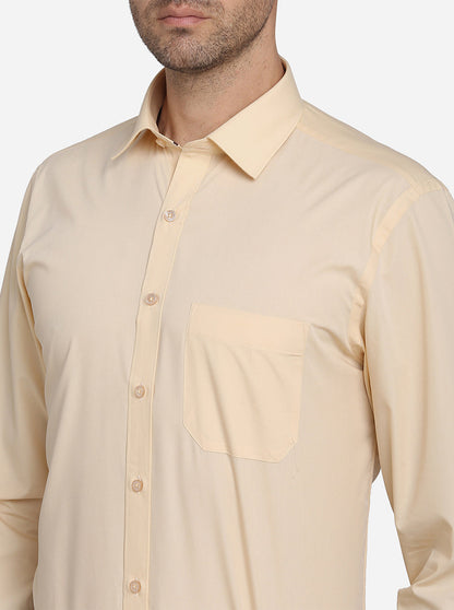 Peach Solid Regular Fit Formal Shirt | Greenfibre