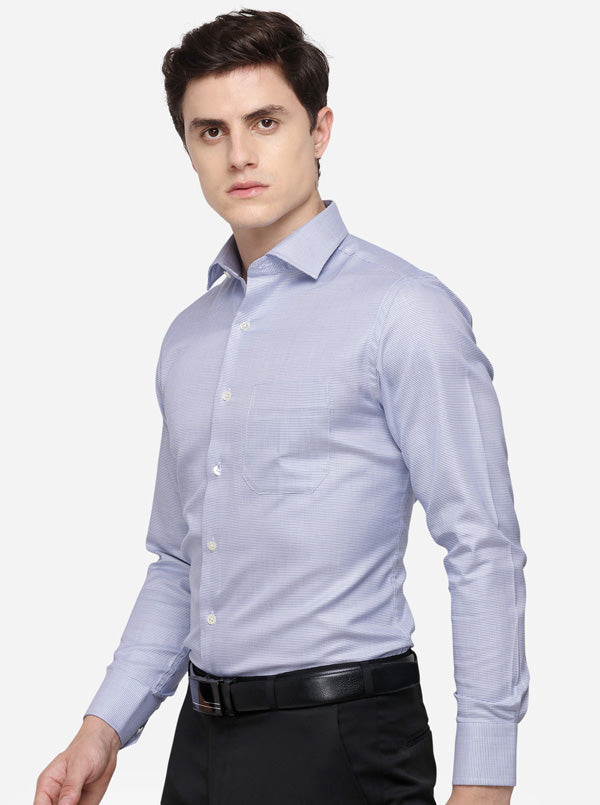 Sky Blue Printed Slim Fit Formal Shirt | JadeBlue