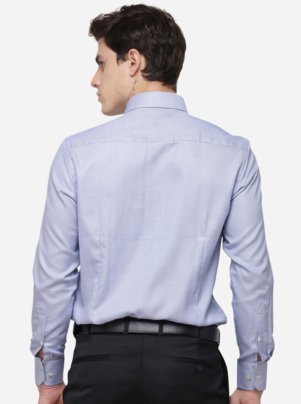 Sky Blue Printed Slim Fit Formal Shirt | JadeBlue