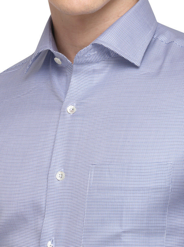 Sky Blue Printed Slim Fit Formal Shirt | JadeBlue