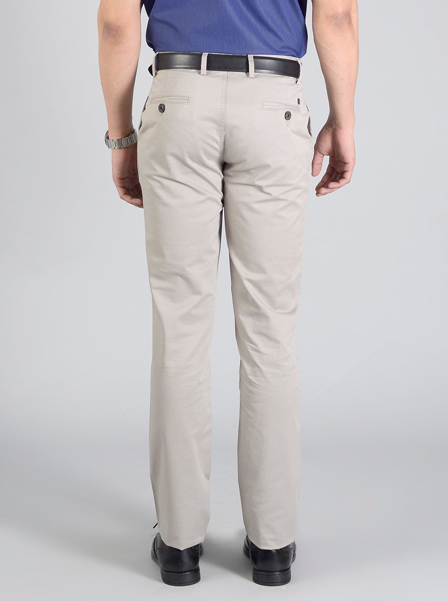 Light Grey Self Textured Slim Fit Casual Trouser | JB Sport