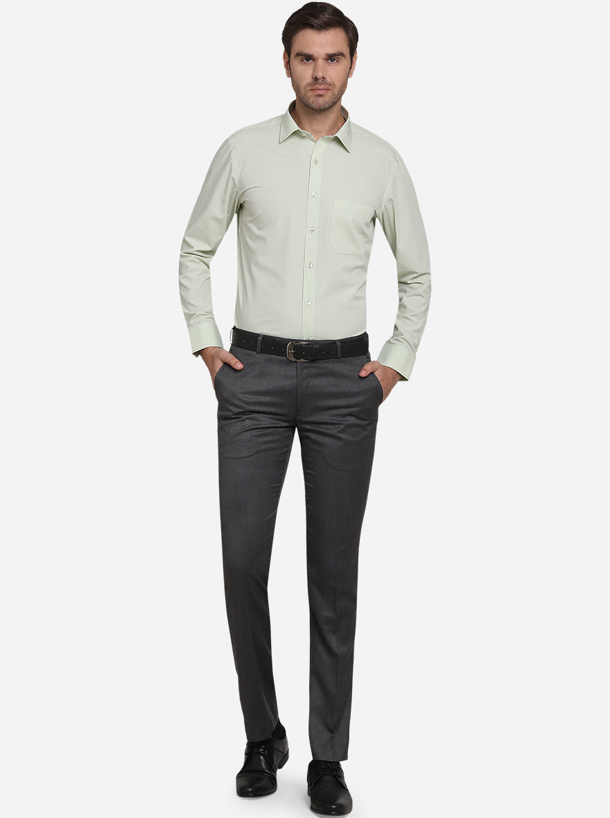 Pista Green Solid Regular Fit Formal Shirt  | Greenfibre