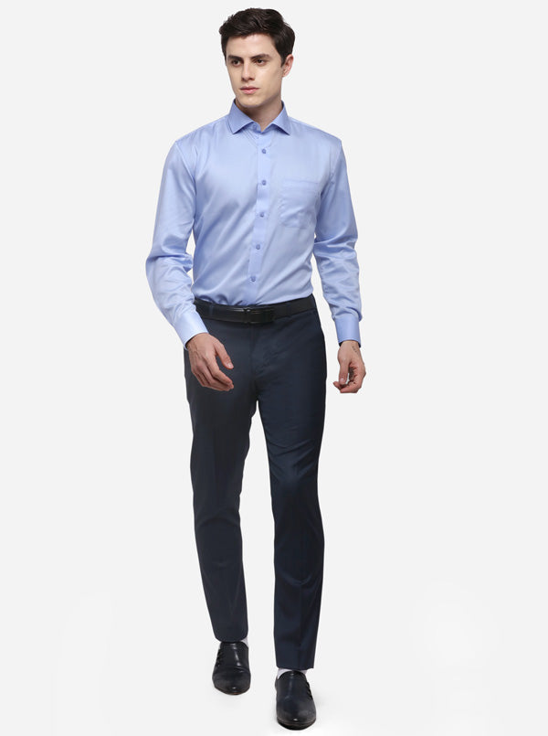 Sky Blue Solid Regular Fit Formal Shirt | JadeBlue