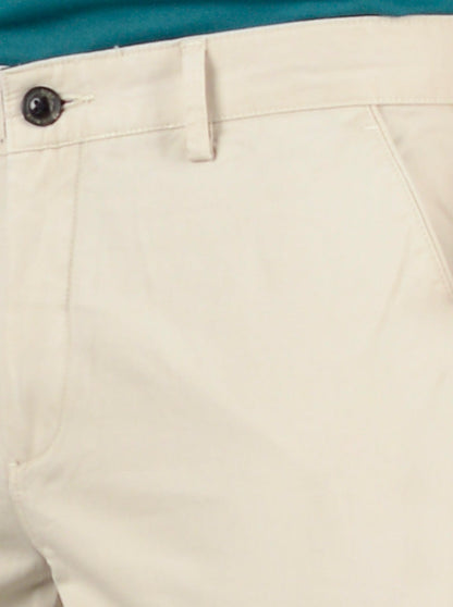 Beige Solid Slim Fit Casual Trouser | JB Sport