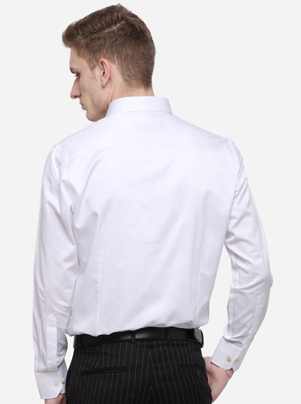 White Solid Slim Fit Formal Shirt | JadeBlue