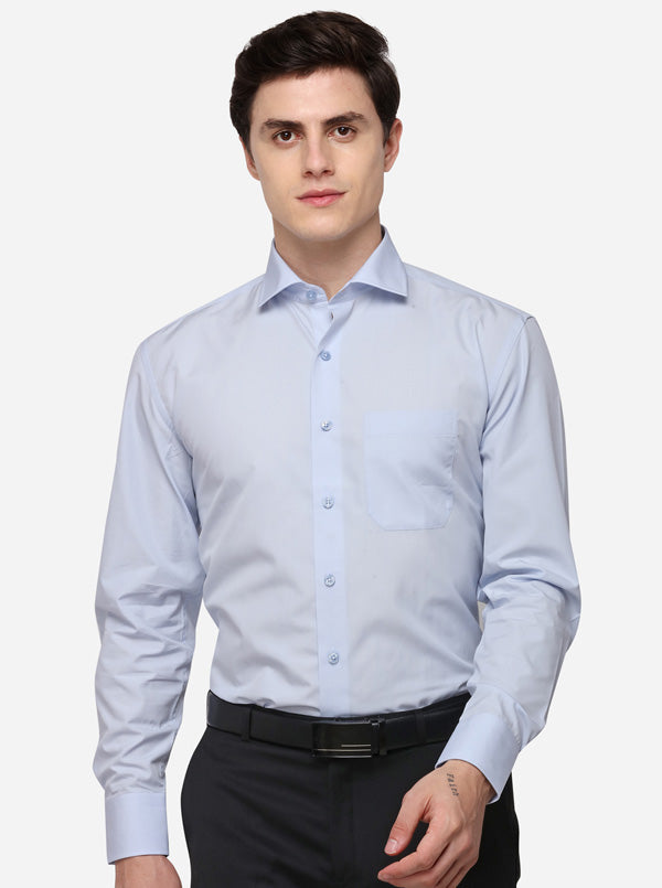 Sky Blue Solid Regular Fit Formal Shirt | JadeBlue