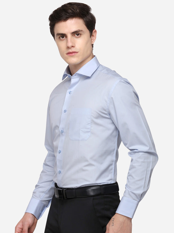 Sky Blue Solid Regular Fit Formal Shirt | JadeBlue