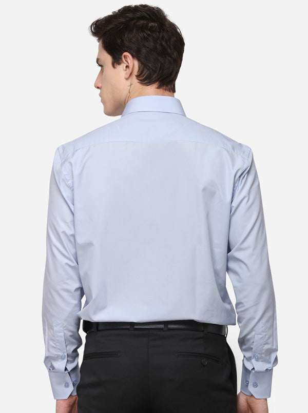 Sky Blue Solid Regular Fit Formal Shirt | JadeBlue