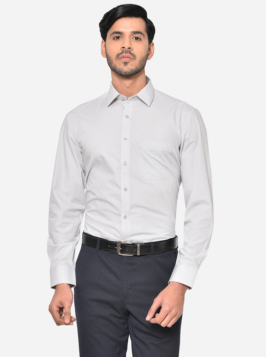 Light Grey Solid Regular Fit Formal Shirt | Greenfibre