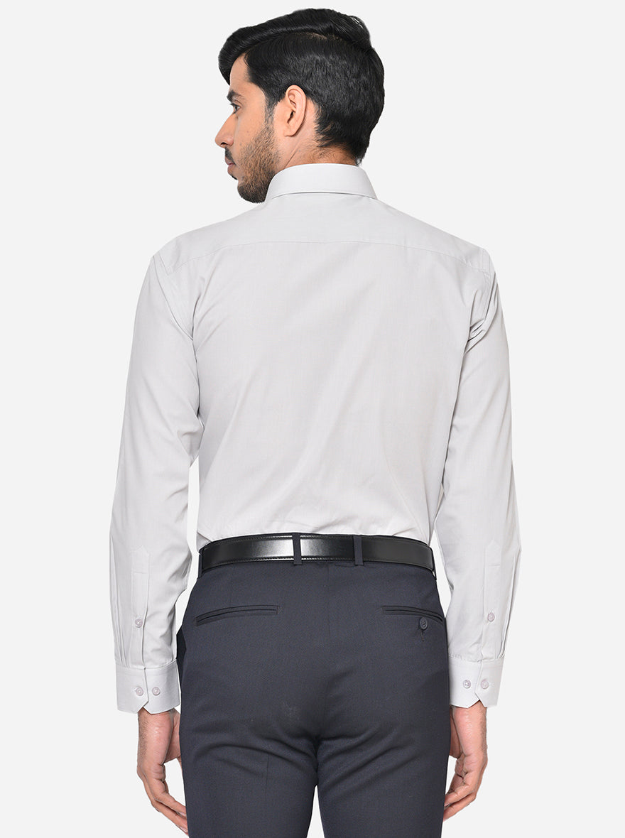 Light Grey Solid Regular Fit Formal Shirt | Greenfibre