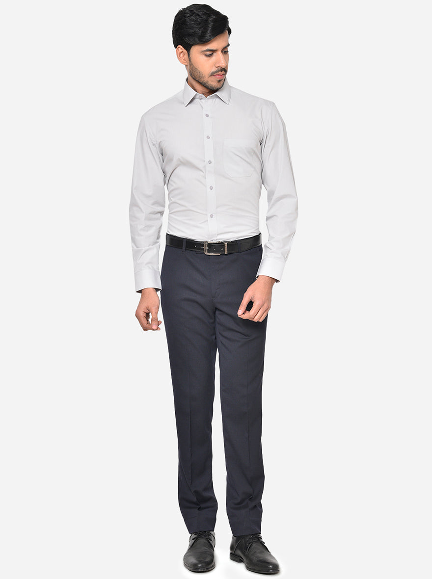 Light Grey Solid Regular Fit Formal Shirt | Greenfibre