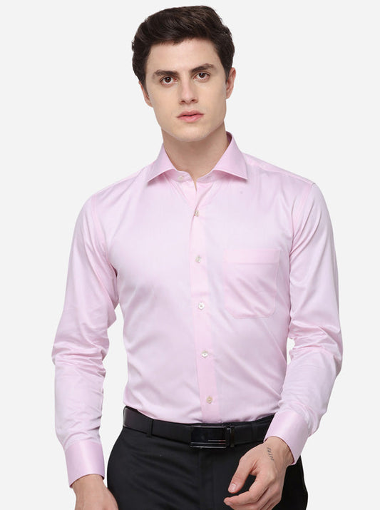 Pink Solid Slim Fit Formal Shirt | JadeBlue